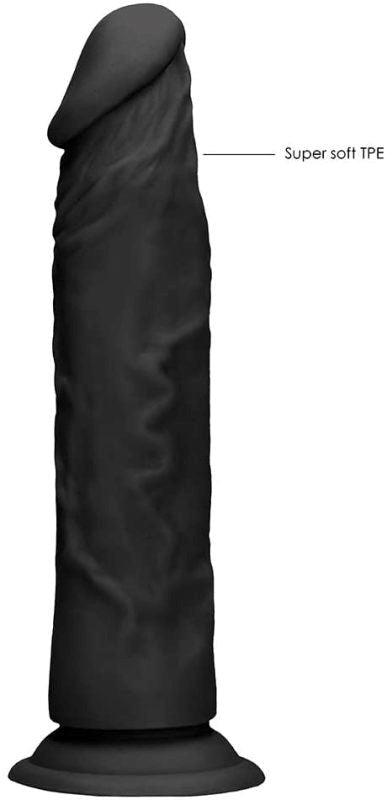 Shots Toys Realrock Skin Dildo Black 8 Inch TPE with Suction Cup Base - - Realistic Dildos