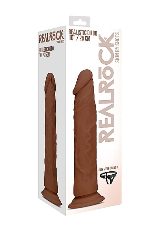 Shots Toys Realrock Skin Dildo Brown with Suction Cup Base - - Realistic Dildos