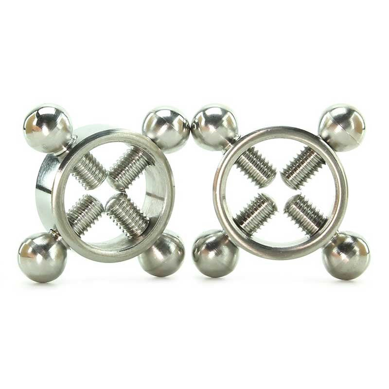 XR Brands Rings Of Fire Stainless Steel Nipple Press Set Adjustable Pressure - - Breast and Nipple Toys