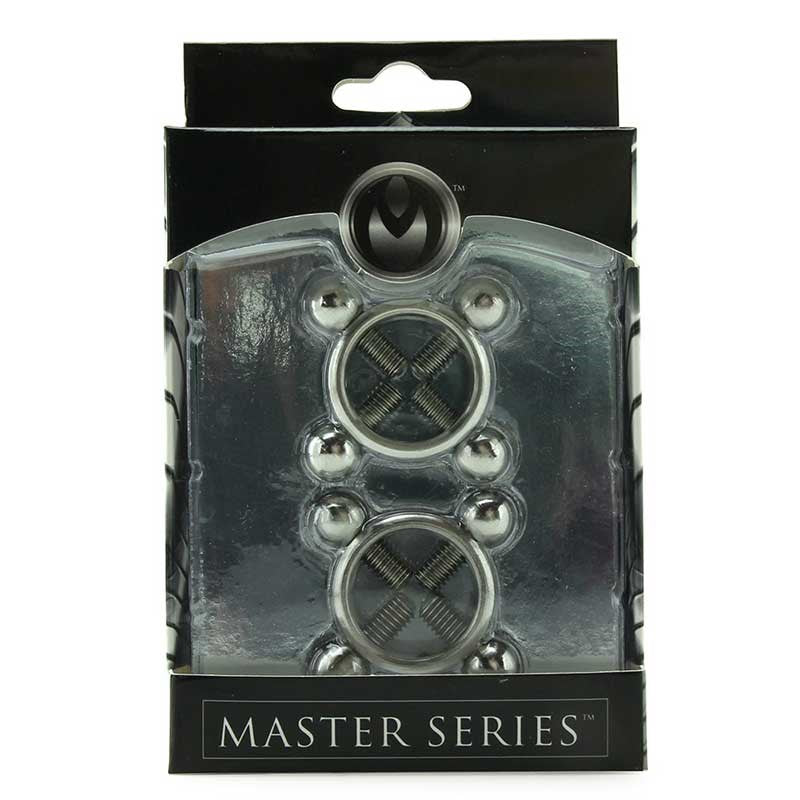 XR Brands Rings Of Fire Stainless Steel Nipple Press Set Adjustable Pressure - - Breast and Nipple Toys