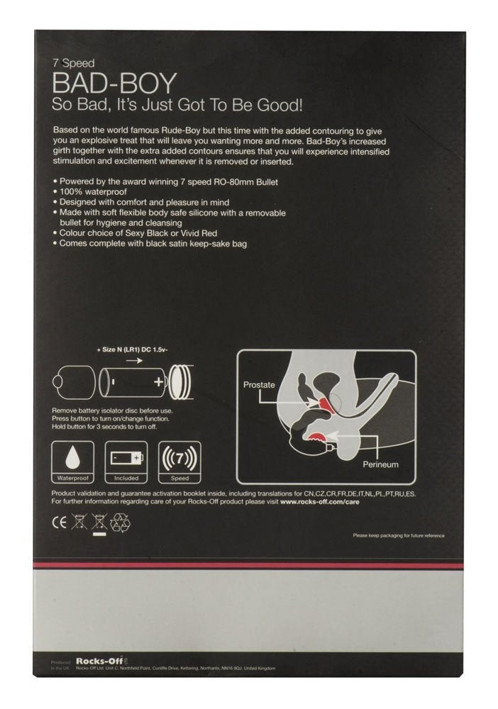 Rocks Off Bad Boy Rechargeable Intense Black - - Prostate Toys