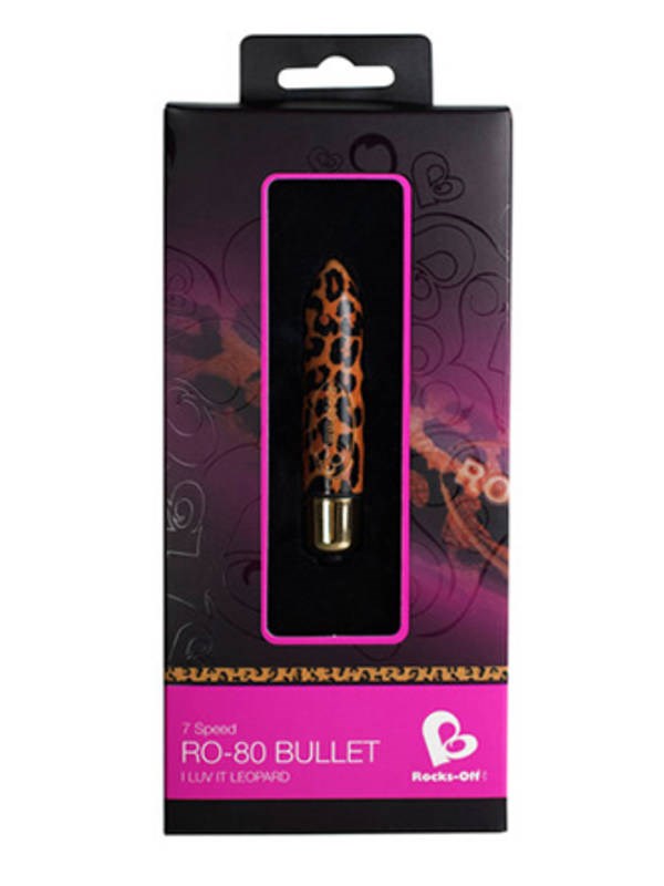 Rocks Off I Luv it Leopard 7 Speed 80mm Bullet Vibrator with 7 Patterns - - Waterproof Vibrators