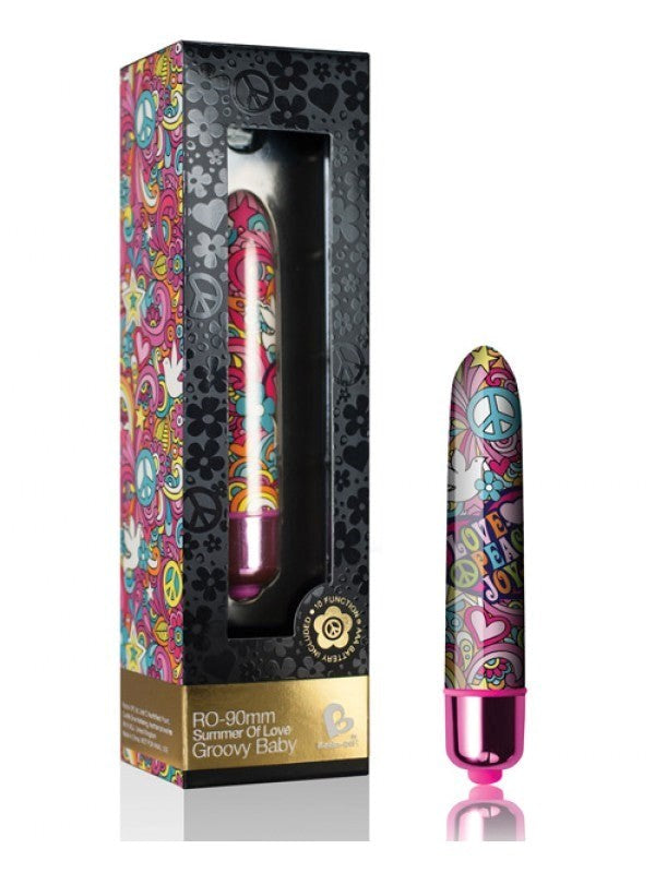 Rocks Off Summer of Love Groovy Baby 90mm Vibrating Bullet 10 Vibration Modes - - Bullet Vibrators