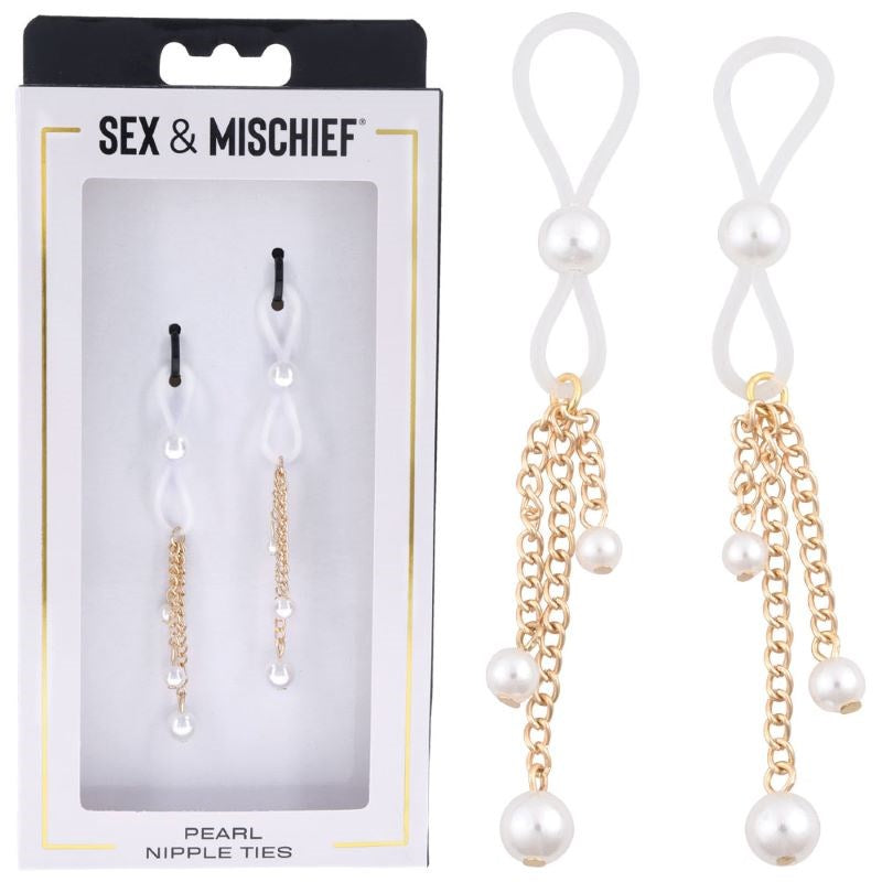 S&M Pearl Nipple Ties Essential Cock Gear - - Nipple and Clit Clamps