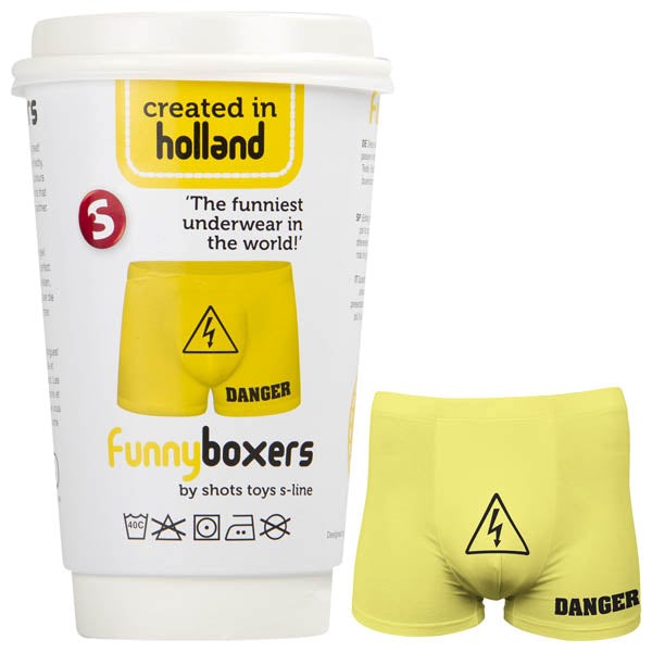 Shots Toys S Line Funny Boxers Danger Cotton Underwear with Bold Design - - Jocks and G-Strings
