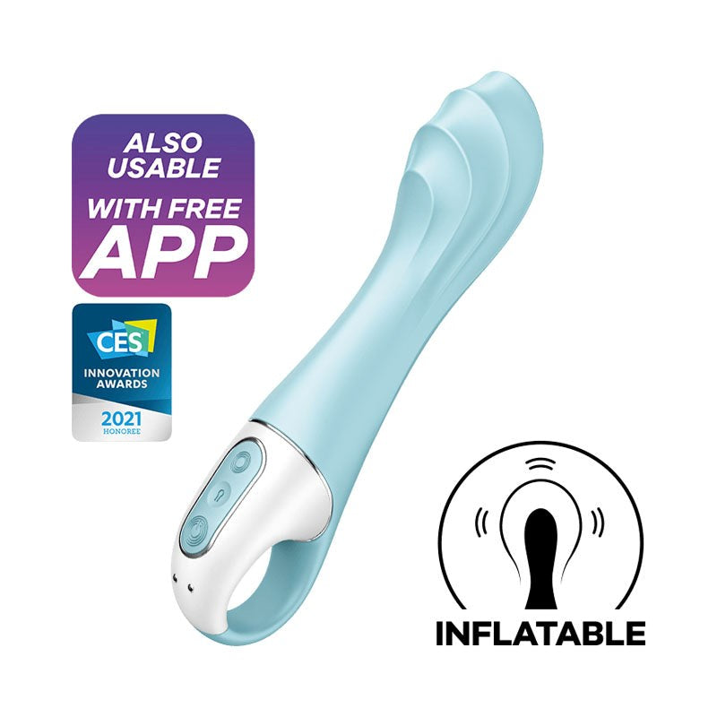Satisfyer Air Pump Vibrator 5 App Controlled G Spot Vibrator Blue Inflatable - - Remote Control Vibrators
