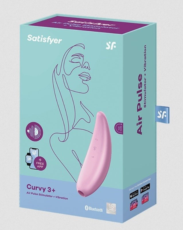 Satisfyer Curvy 3+ Clitoral Vibrator with Air Pulse and App Control - - Clit Ticklers and Pulsators