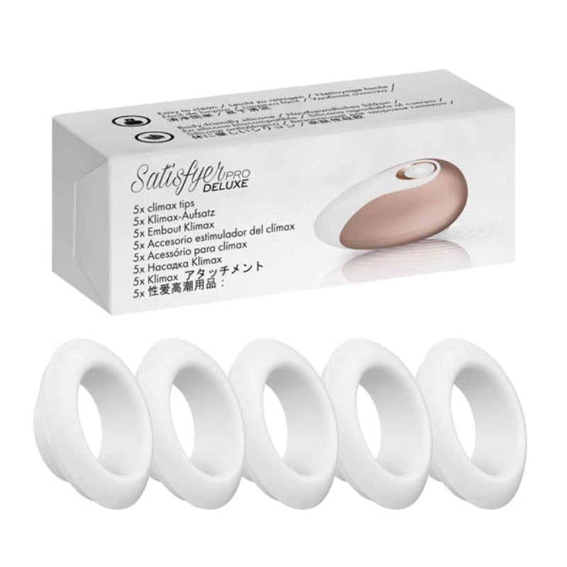 Satisfyer Pro Deluxe Climax Heads 5 Pack Medical Grade Silicone - - Vibrator Accessories