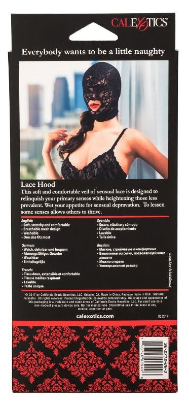 Scandal Lace Hood Stretch Fit Rings - - Bondage Hoods