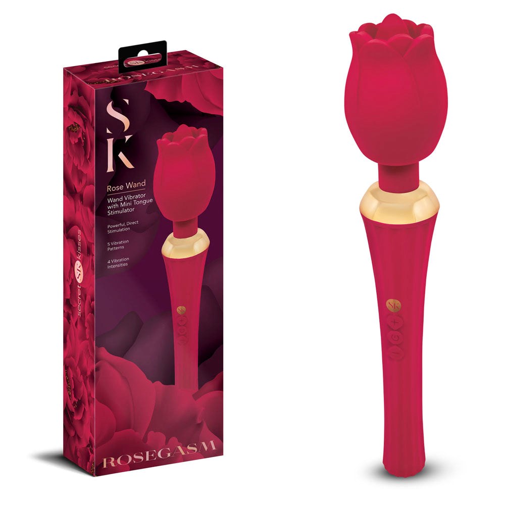 Xgen Products Secret Kisses Rosegasm Clitoral Vibrator with Tongue Texture - - Personal Massagers