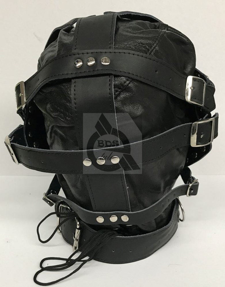 Sensory Deprivation Hood Studded Faux Leather - - Bondage Hoods