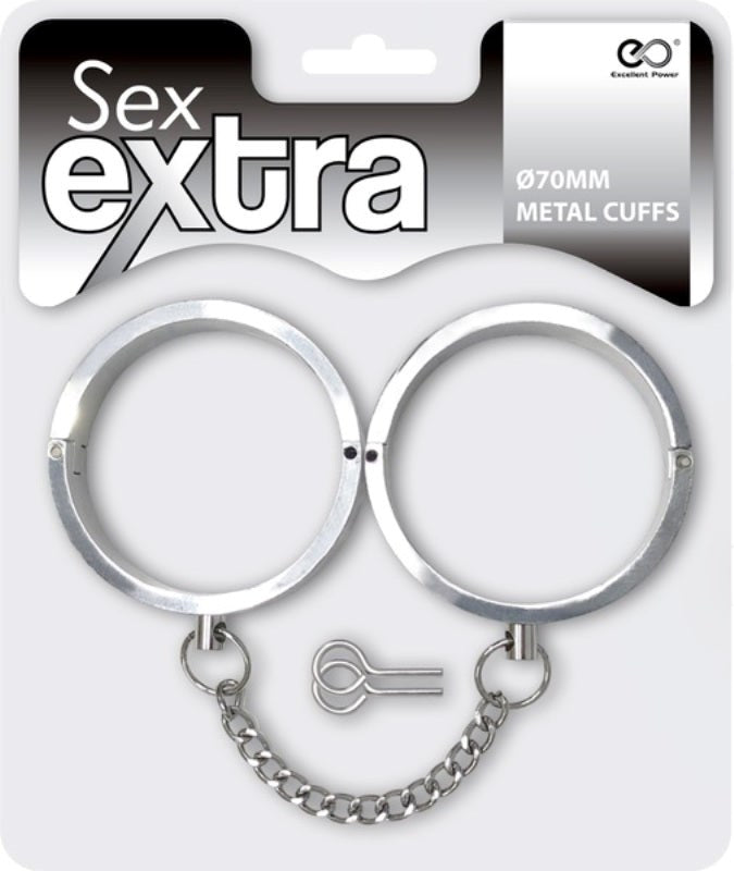Sex Extra 70mm Metal Cuffs Silver Metal Restraints with Key Lock - - Cuffs and Restraints
