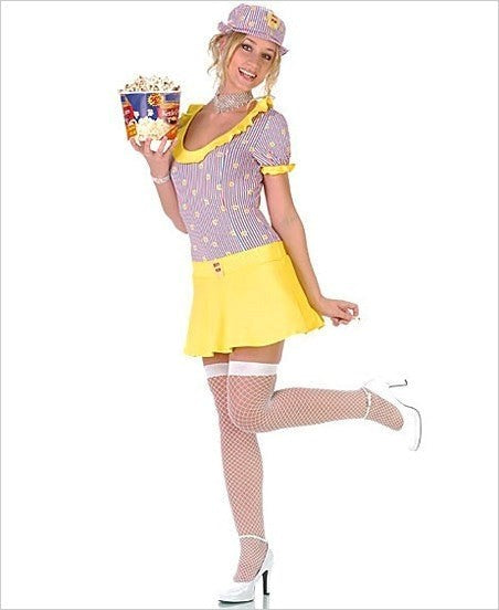 Seven til Midnight Sexy Pop Sexy Adult Costume with Bold Yellow Design - - Fancy Dress Ups