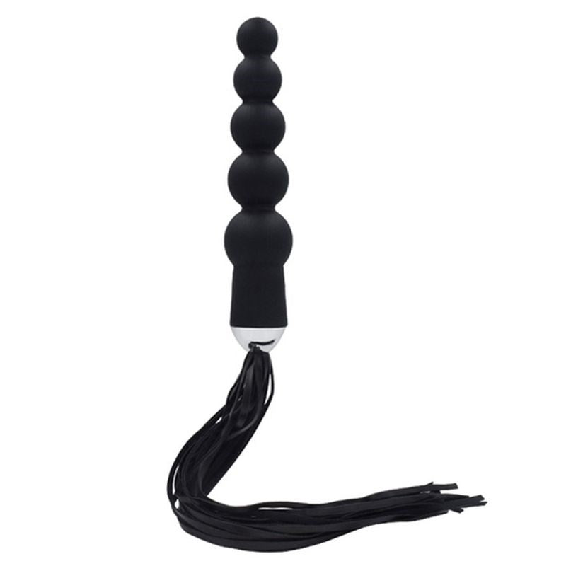 Silicone 5 Anal Beads With Whip Premium Cock Gear - - Whips And Crops