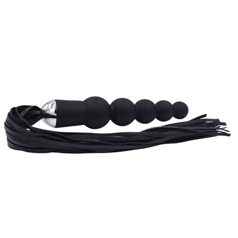 Silicone 5 Anal Beads With Whip Premium Cock Gear - - Whips And Crops