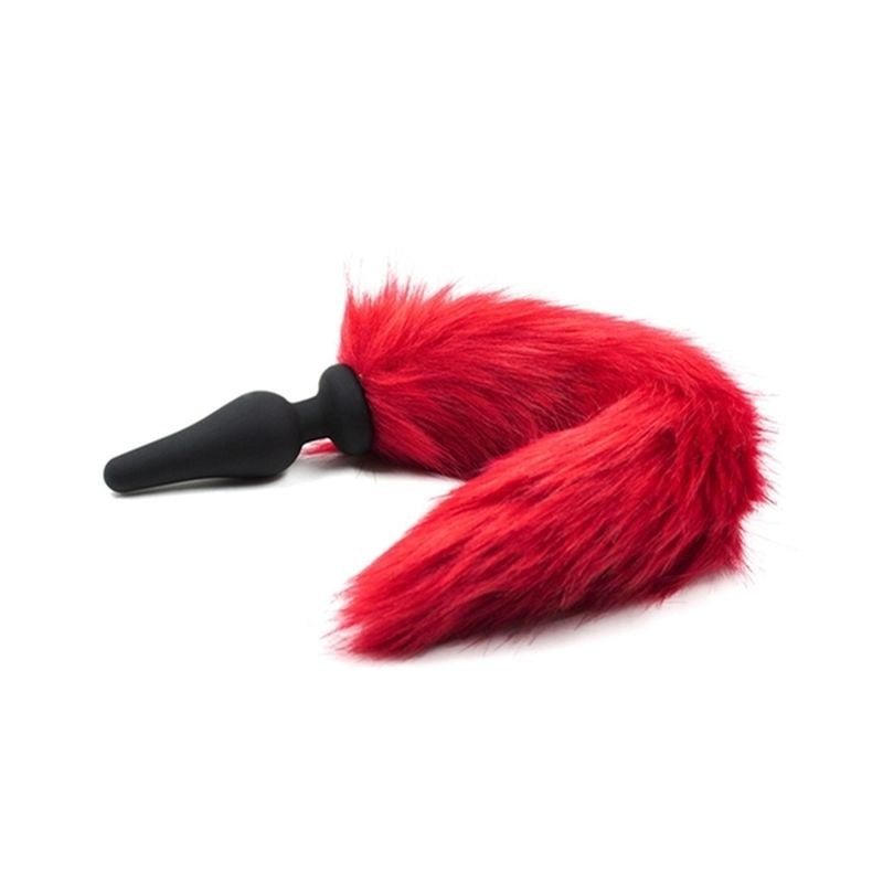 BDStyle Silicone Anal Plug With Red Faux Fox Tail for Roleplay Fantasy - - Fancy Dress Ups