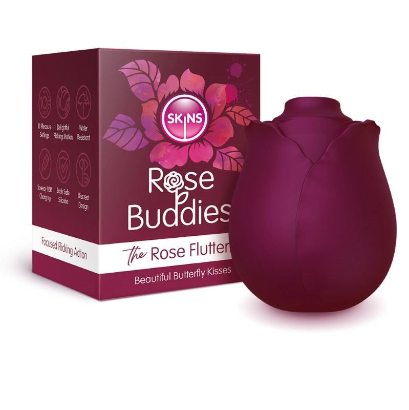 Skins Touch Rose Buddies Rechargeable Clitoral Vibrator with 10 Speeds - - Finger and Tongue Vibrators