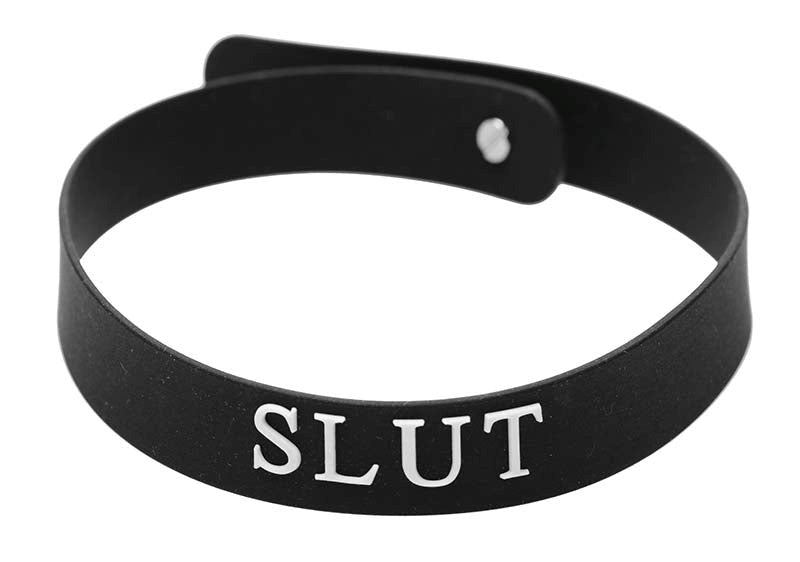 Slut Silicone Collar Black Your Harder Sex Gear - - Collars and Leads
