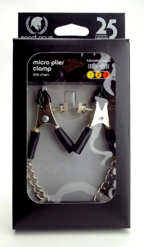 Spartacus Adjustable Micro Plier Clamps with Link Chain - - Nipple and Clit Clamps