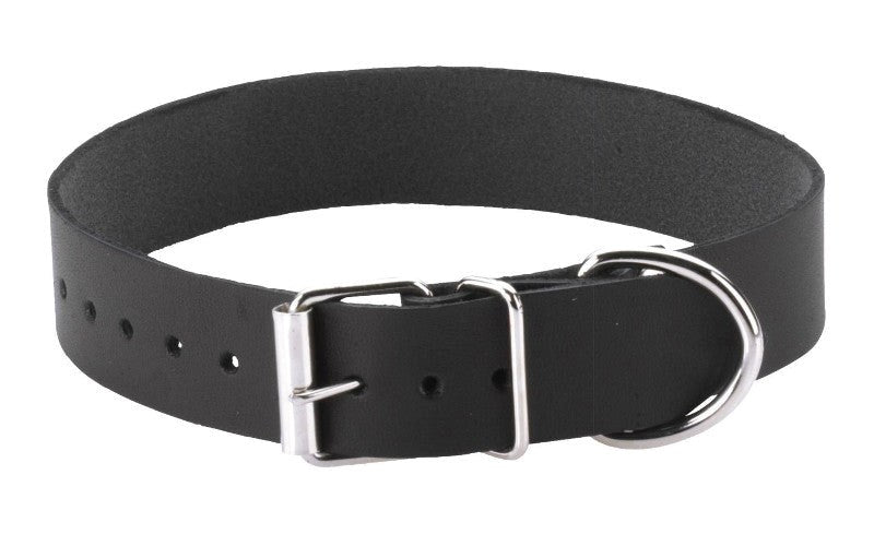 Spartacus Enterprises Black Leather Collar Single Strap with D Ring - - Collars and Leads