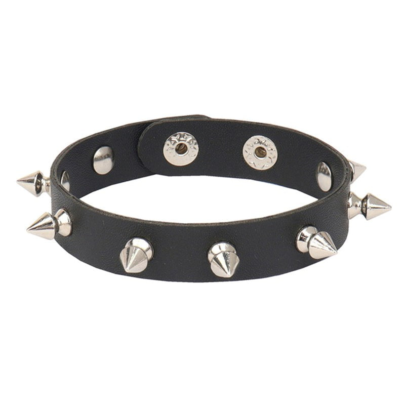 BDStyle Spiked Leather Cock Ring with Seven Metal Studs - - Cock Rings