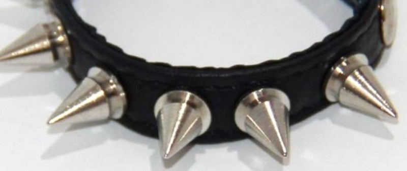 BDStyle Spiked Leather Cock Ring with Seven Metal Studs - - Cock Rings