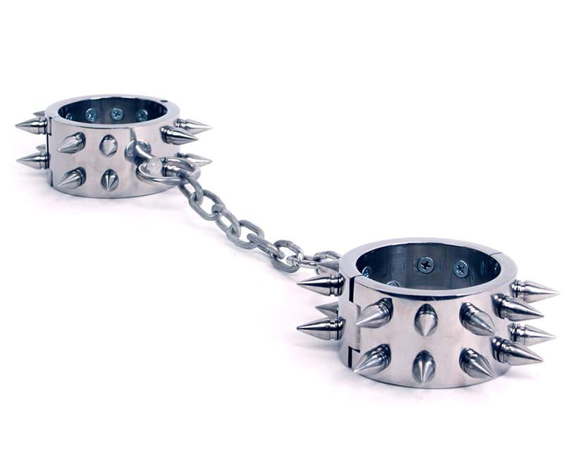 Hells Couture Spiked Metal Restraints Premium BDSM Wrist Shackles - - Collars and Leads