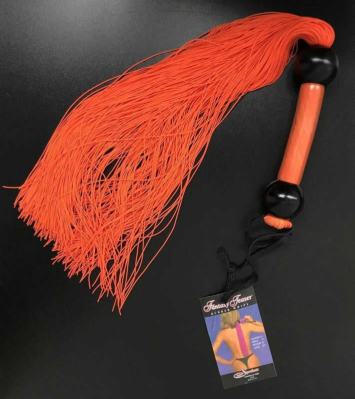 Sportsheets Large Rubber Whip Orange for BDSM Impact Play - - Whips And Crops