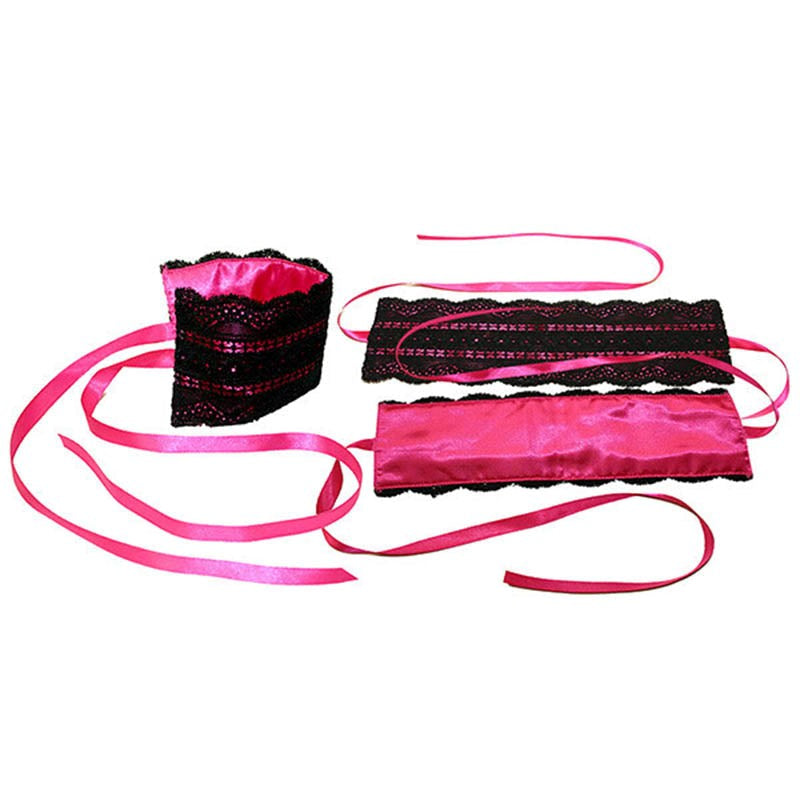 Sportsheets Satin and Lace Bondage Lovers Kit - - Cuffs And Restraints