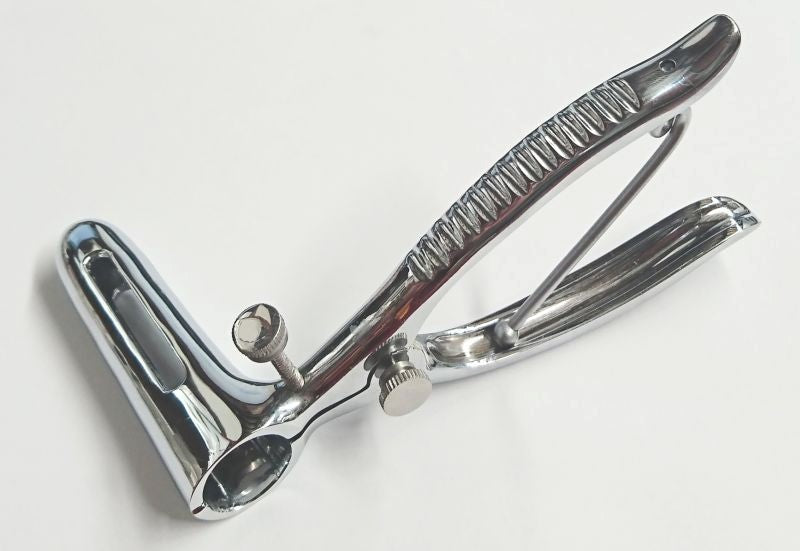 Hells Couture Spring Loaded Sims Rectal Speculum Steel Medical Play - - Steel Sex Toys