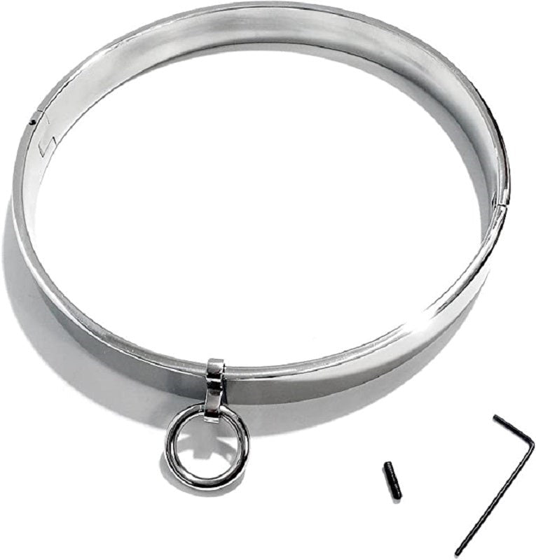 Hells Couture Stainless Steel Collar with Movable O Ring Key Lock - - Collars and Leads