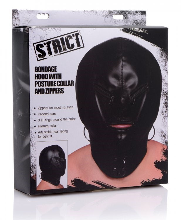 Strict Hood Mask Zipper Edge Control Ready - - Bondage Hoods
