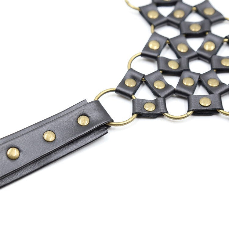 BDStyle Studded G String Bondage Thong Premium Leather with Metal Studs - - Her Fetish