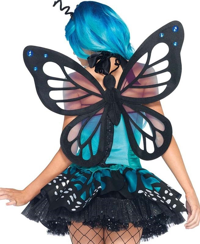 Leg Avenue Swallowtail Butterfly Costume Blue Satin Bustier Set - - Fancy Dress Ups