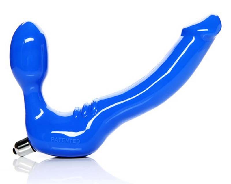 Tantus Feeldoe Slim Blue Strapless Dildo with Removable Bullet Vibrator - - Strap On Sextoys