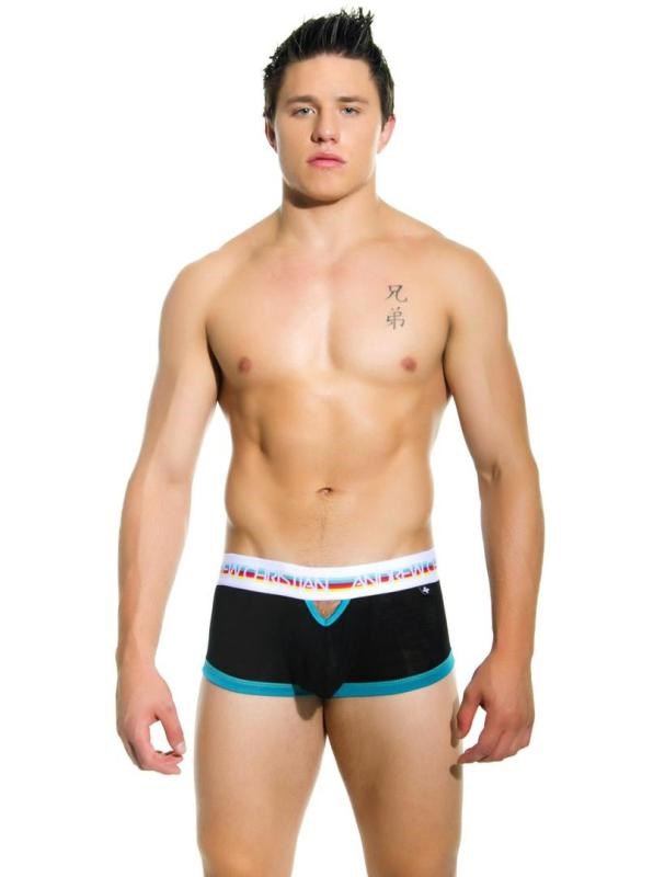 Andrew Christian Teaser Boxer Black Large with Teaser Window Cutout - - Mens Briefs And Boxers