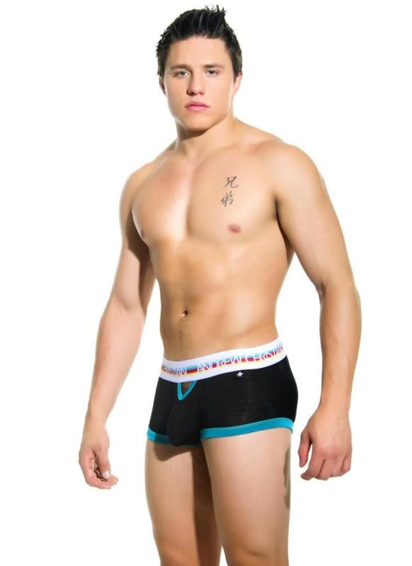 Andrew Christian Teaser Boxer Black Large with Teaser Window Cutout - - Mens Briefs And Boxers