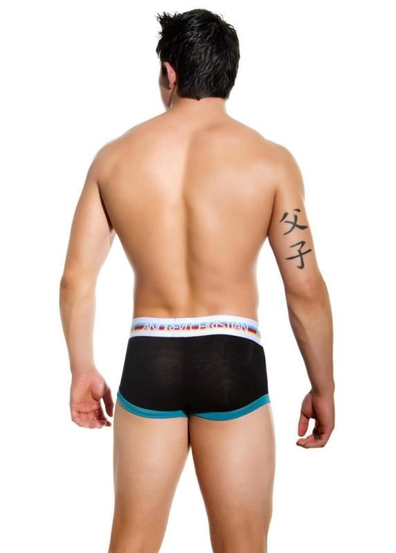 Andrew Christian Teaser Boxer Black Large with Teaser Window Cutout - - Mens Briefs And Boxers