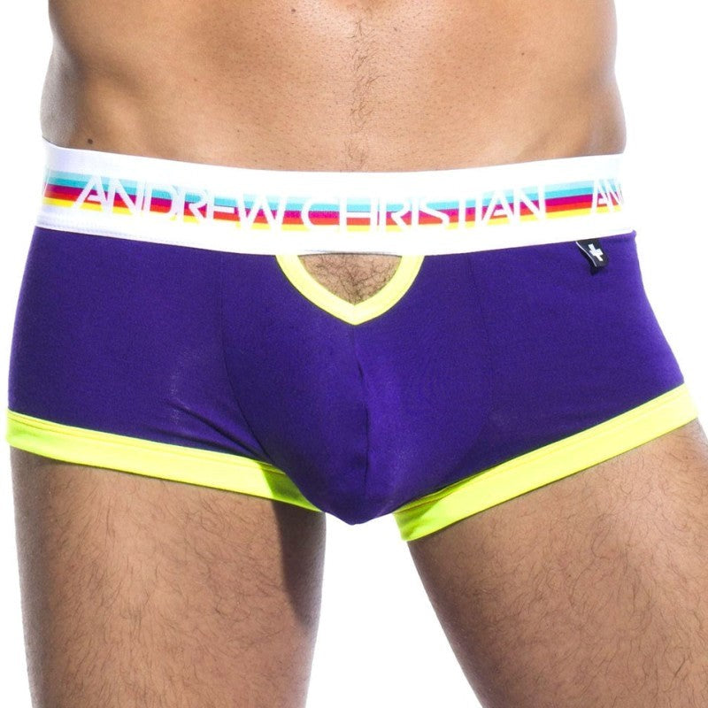 Andrew Christian Teaser Boxer Blue with Anatomical Pouch Design - - Mens Briefs And Boxers