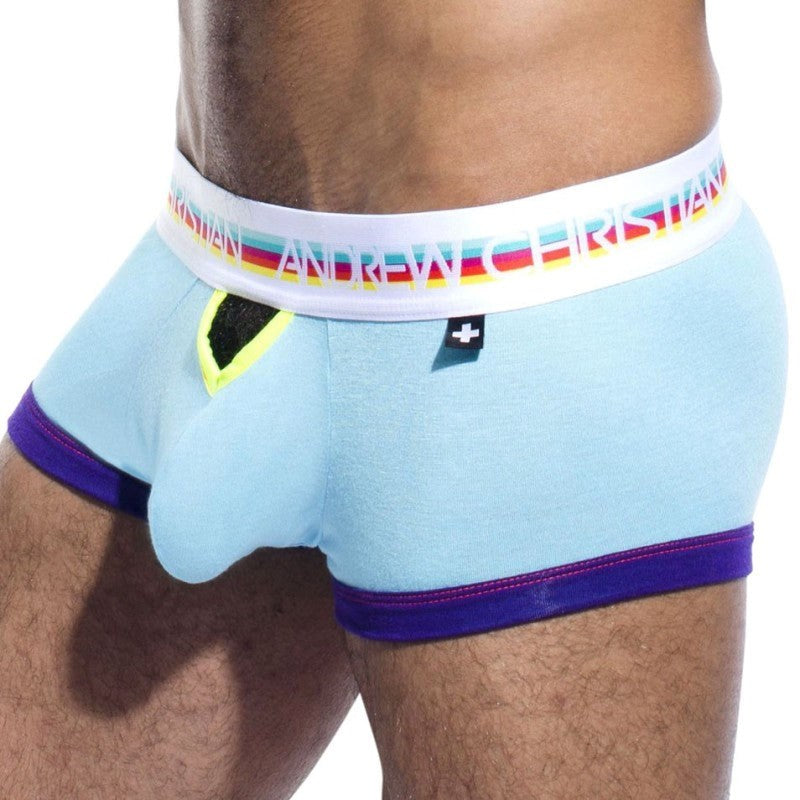 Andrew Christian Teaser Boxer Blue with Anatomical Pouch Design - - Mens Briefs And Boxers