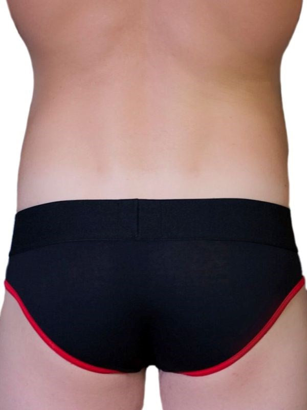 TIM Gear Black and Red Brief Large Cotton Elastane Blend Underwear - - Mens Briefs And Boxers