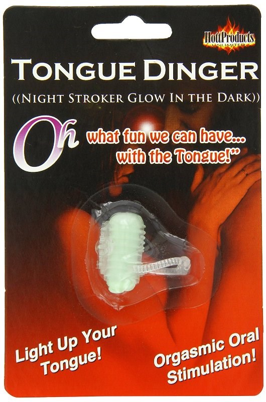 Hott Products Tongue Dinger Glow in the Dark Vibrating Tongue Ring - - Finger and Tongue Vibrators