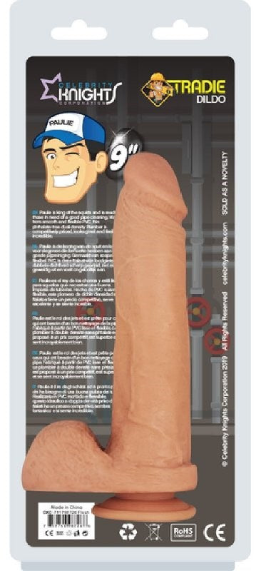Tradie Dildo Paulie 9 Inch - Dual-Density Delight for Realistic Pleasure - - Realistic Dildos