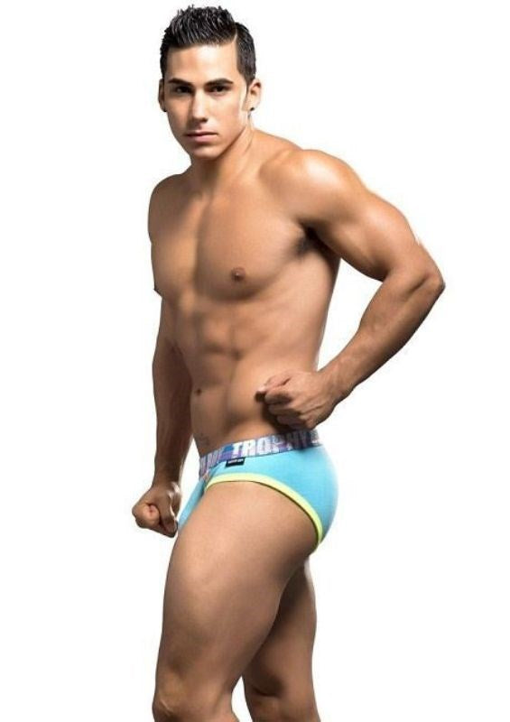 Andrew Christian Trophy Boy Brief Aqua Anatomical Pouch Design - - Mens Briefs And Boxers