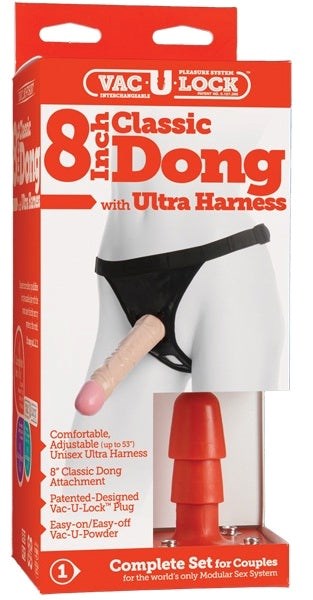 Doc Johnson Vac U Lock 8 Classic Ultra Harness with Dong Strap On Kit - - Strap On Sextoys