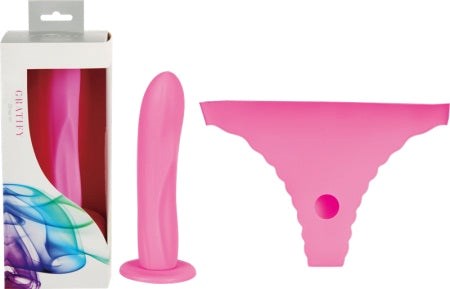 Vibe Therapy Gratify S/M Pink Strap On Dildo Waterproof Silicone Design - - Strap On Sextoys