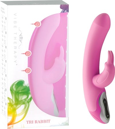Vibe Therapy Tri Rabbit Ergonomic Vibrator with 7 Controlled Modes Waterproof - - Rabbit Vibrators