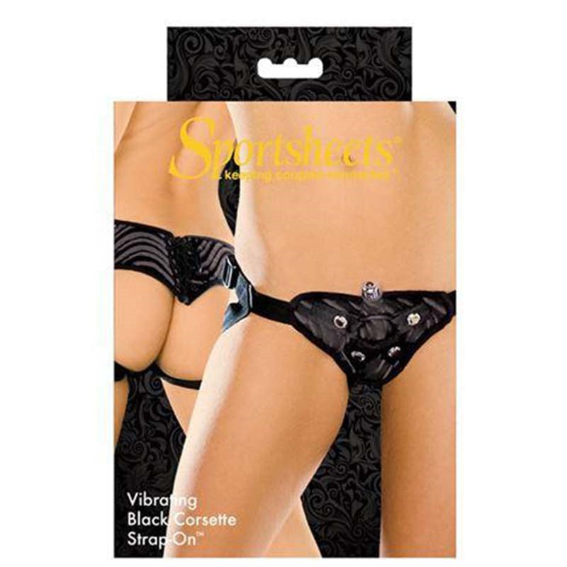 Sportsheets Vibrating Corsette Strap On Black Corset Style Harness - - Strap On Sextoys