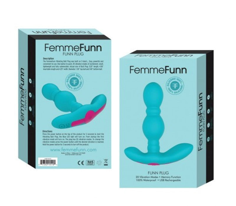 FemmeFun Vibrating Pleasure Plug - Turquoise Delight - - Luxury Sex Toys