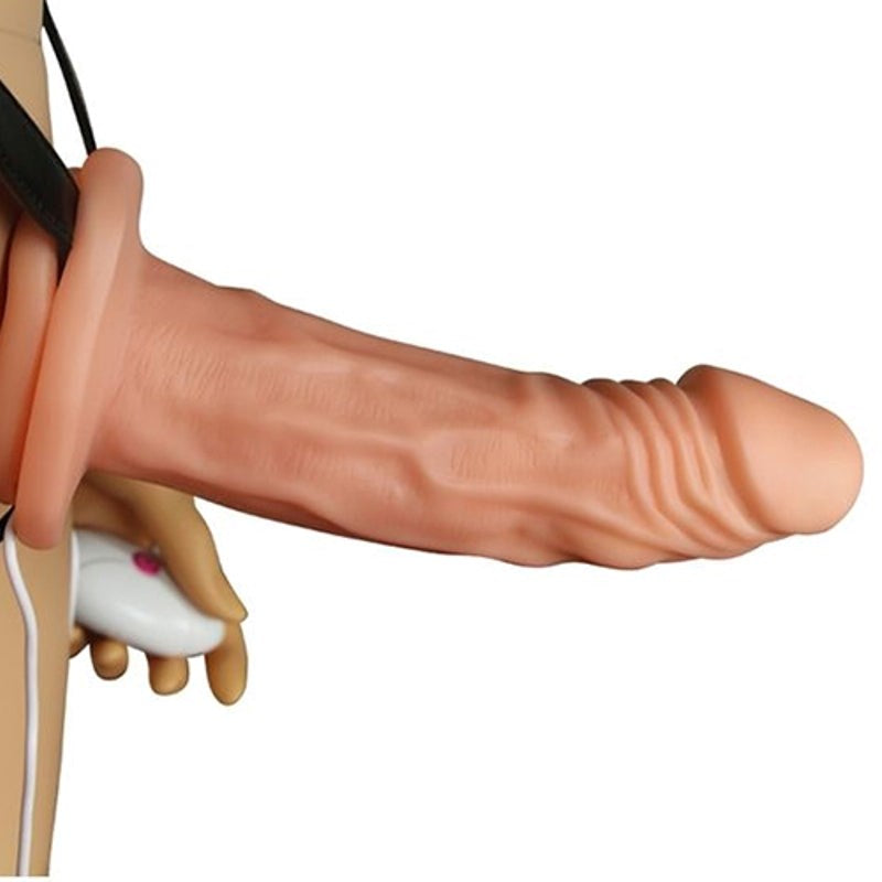 Lovetoy Vibrating Unisex Hollow Strap On 6.5 inch with Remote Control - - Strap On Sextoys